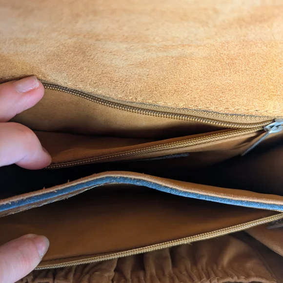 Patricia Nash Brn Leather Stella Flap HandBag w/Intriquite Blue Floral Tooling - Picture 6 of 16